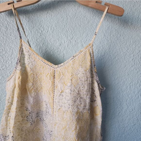 Rachel Zoe eyelet strappy bohemian coastal dress white and soft yellow medium - Picture 8 of 8